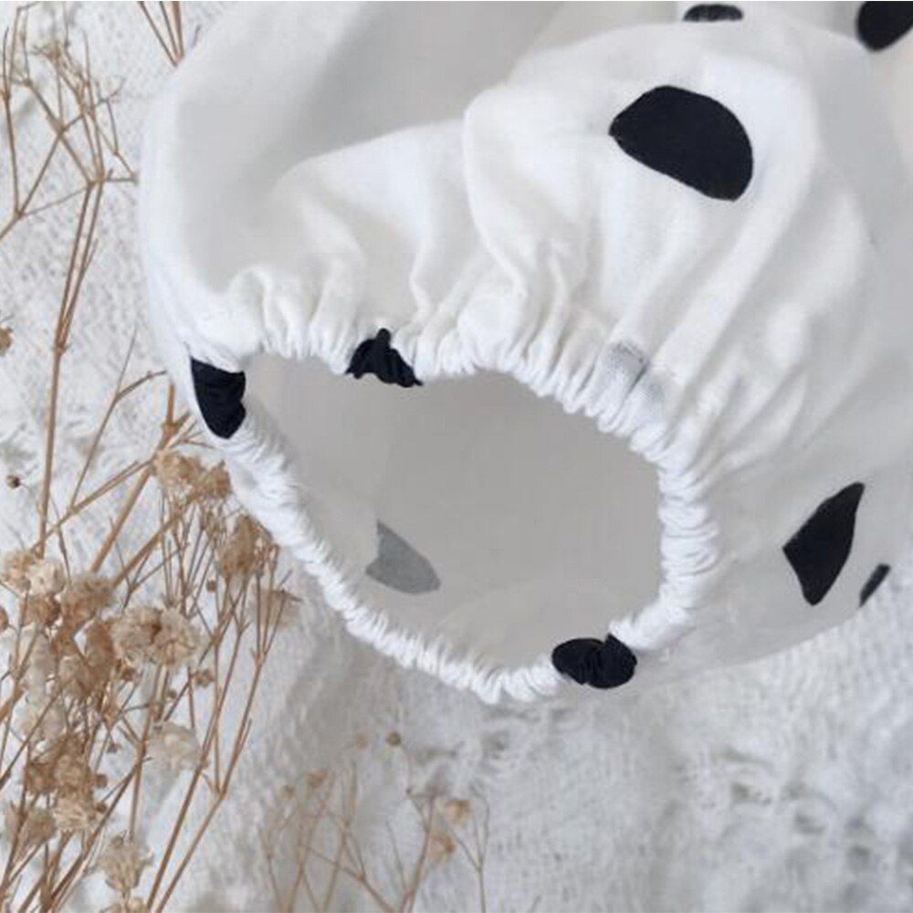 Tops y blusas de manga abombada de lunares para niñas, ropa coreana para niños pequeños, primavera