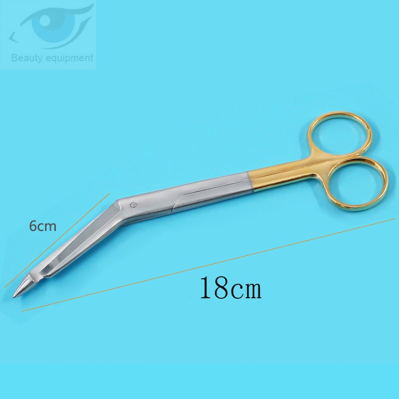 Hieno ruostumaton teräs tarvikkeet leikkaus sideharsasakset kauneustyökalut side sakset kultakahva ruostumaton teräs 18 cm 14cm: Harjattu kromi