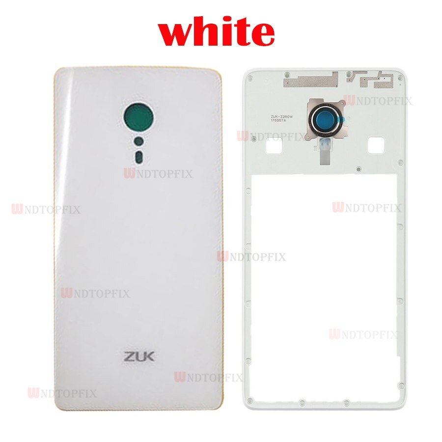 Back Cover Glass for Lenovo ZUK Z2 Pro - Middle Frame Replacement Housing: White Cover and Frame