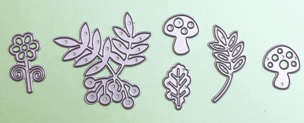 Tree Stump Dies Animal Metal Cutting Dies Scrapbooking Bird Butterfly Flower leaf Die Cut for DIY Paper Card Making: 6pcs mushroom dies
