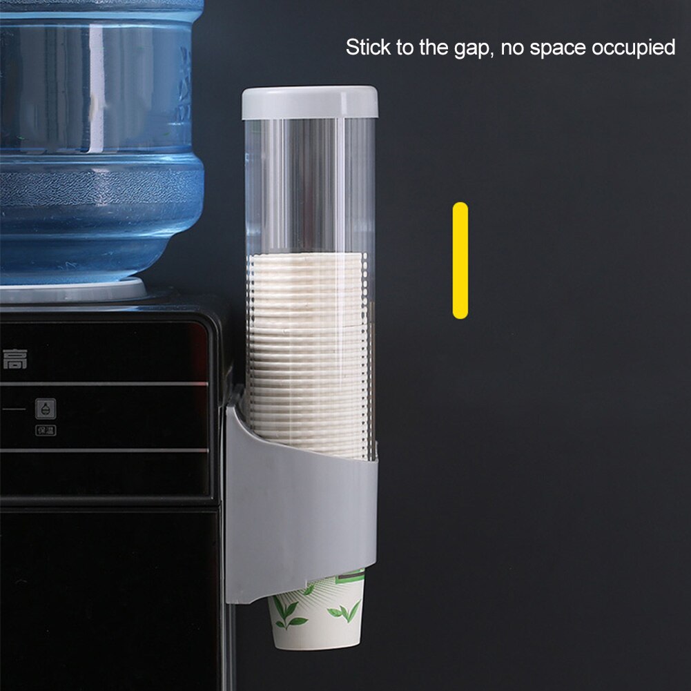 Disposable Cup Dispenser With Storage Holder Anti Dust Organizer Automatic Water Cooler ABS Space Saving Kitchen Wall Mounted