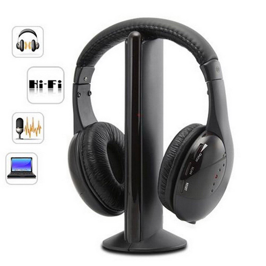 5 In 1 Headset Draadloze Hoofdtelefoon Draadloze Rf Mic Radio Headset High-Fidelity Geluid Draadloze Headset Voor MP3 MP4 pc Tv Dvd Cd