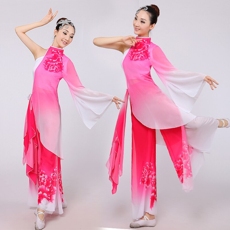 Sales Prestaties Kostuums Moderne Dans Klassieke Dans Yangko Dans Nationale Stage Dance Kleding Volwassen: rose red / XL