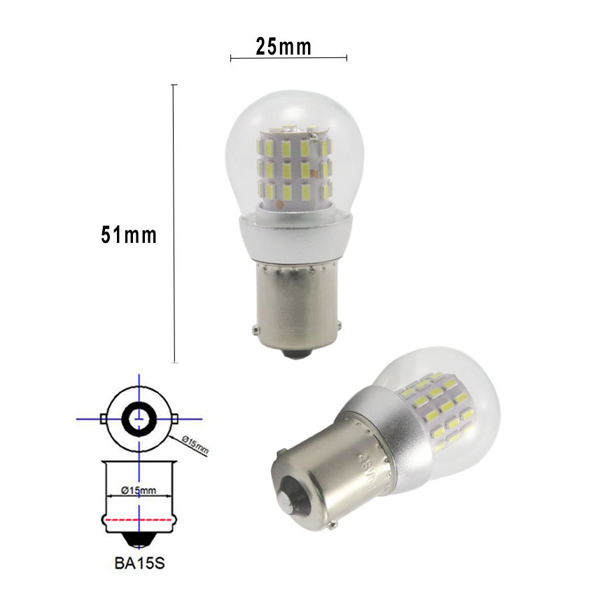 Ampoules LED S25 BA15S BA15D 12-24V, lumière stroboscopique de Navigation BAY15D, Source de stationnement pour navire, 2 pièces: WHITE / WHITE