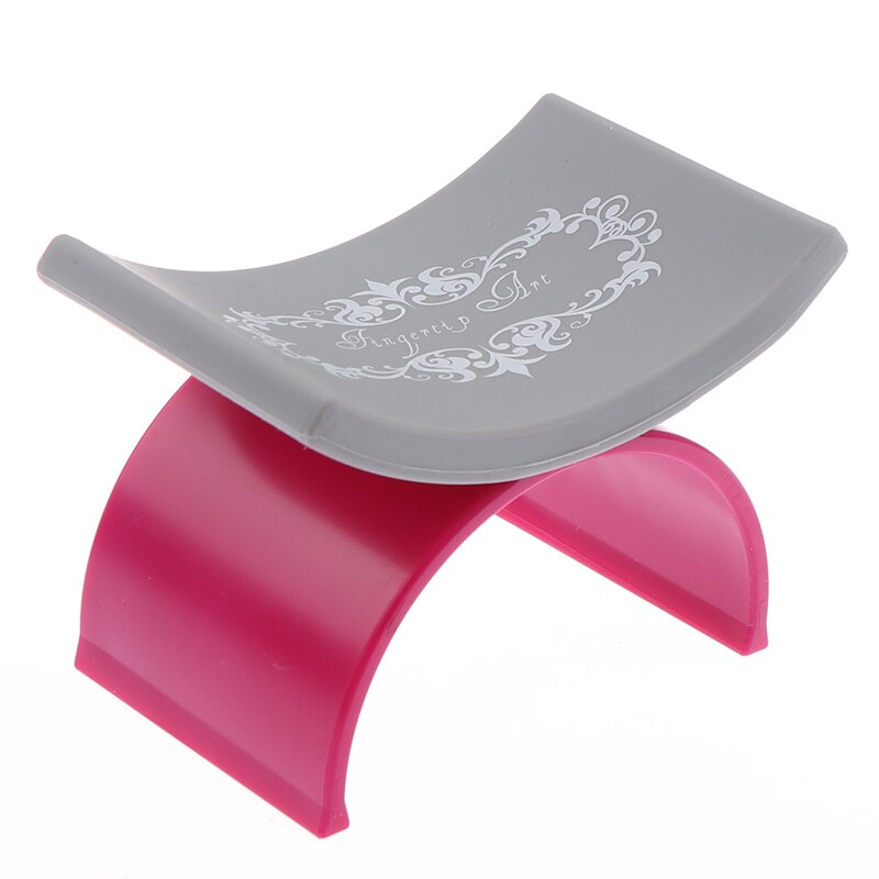 1Pcs U Vorm Plastic & Siliconen Kussen Kussen Salon Hand Houder Pad Nail Art Arm Rest: Rose red