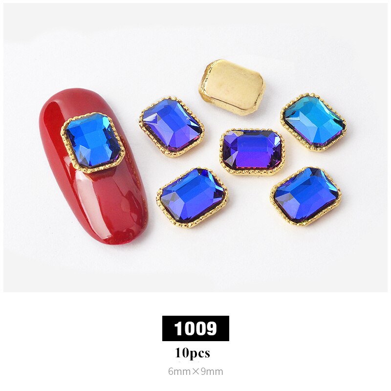 10 pièces breloque alliage Base 3D Nail Art strass décorations à dos plat brillant cristal bijoux diamants manucure accessoires: 1009