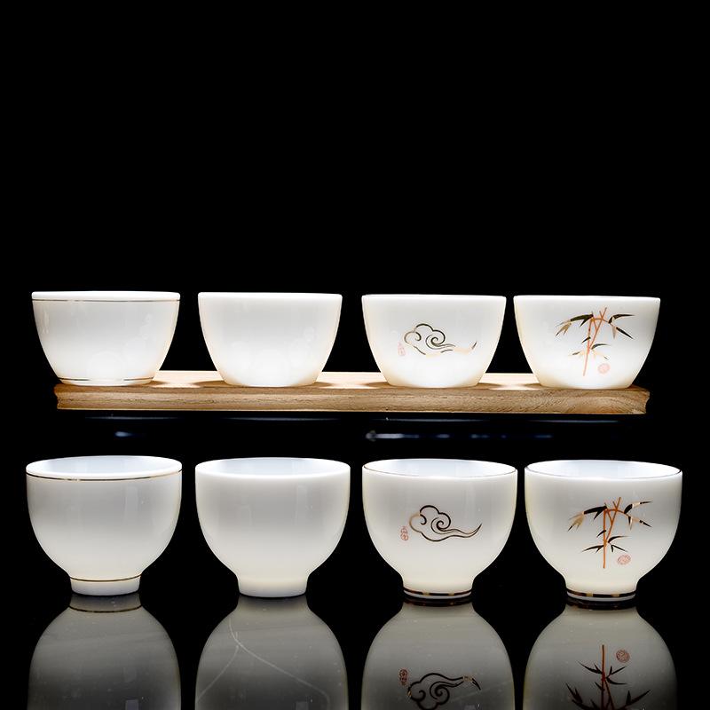 Witte porseleinen theekop, traditioneel chinees patroon, theekopje, theekom voor puer kung fu theeservies accessoires, theeservies en drinkgerei
