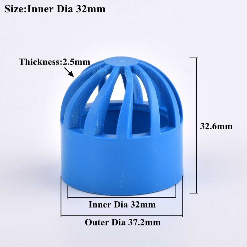 1~3Pcs 20~110mm PVC Breathable Cap Aquarium Fish Tank Permeable Screen Round Air Duct Vent Cover Water Pipe Connector Fittings: Inner Dia 32mm / 3Pcs