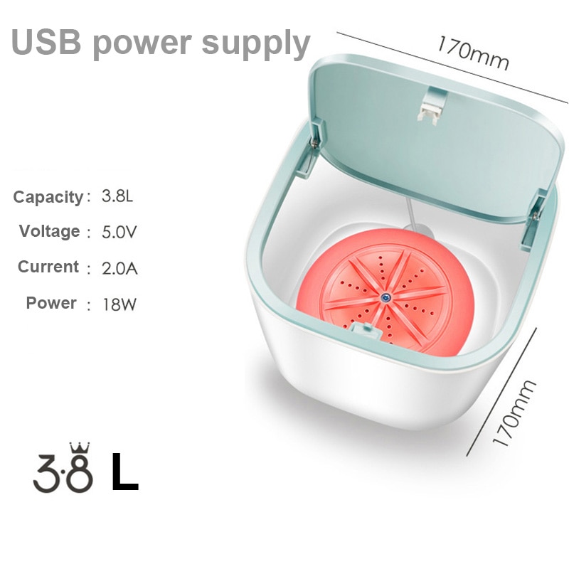Mini turbina ultrasónica portátil USB, 5V, tipo cubo, lavadora de ropa, limpiador para el hogar y viajes
