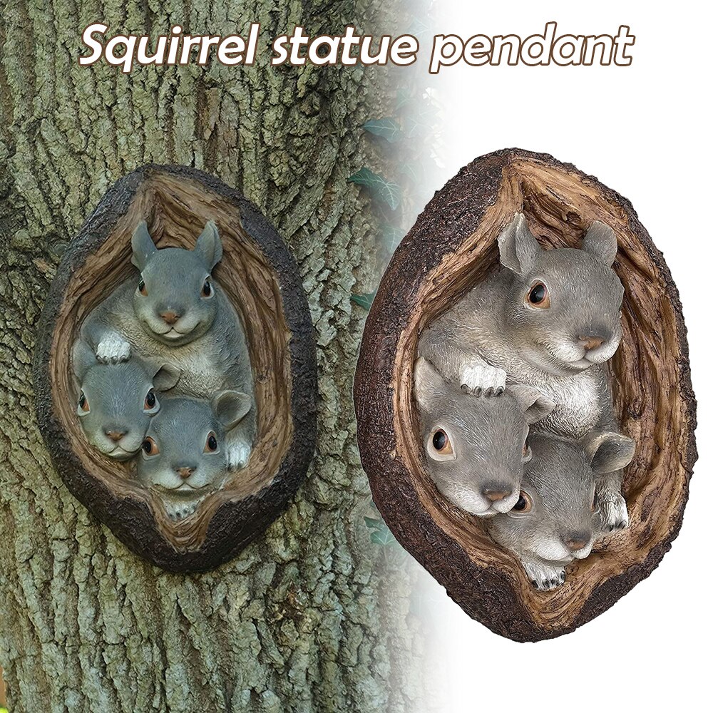 Tree Squirrel Resin Novelty Garden Ornament Tree Hugger Whimsical Tree Statue Decor Outdoor Sculptures Garden Yard Art E7