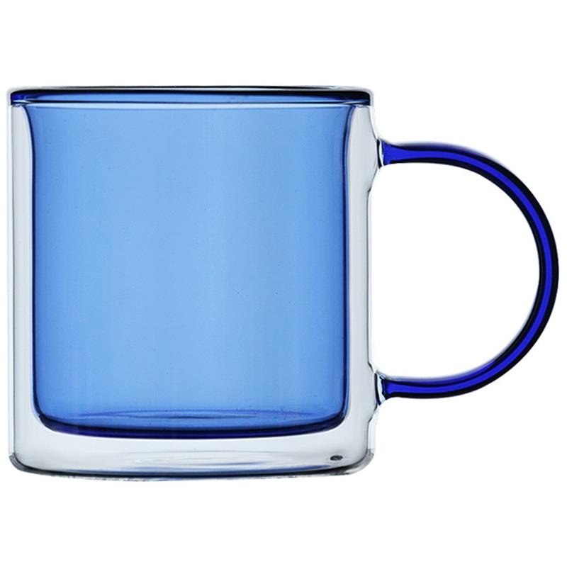 Glass Coffee Mug Heat-resistant Glass Mug Double Wall Insulated Mug with Handle Beer Mug Tea glass Whiskey Glass Cups Drinkware: Blue and Clear
