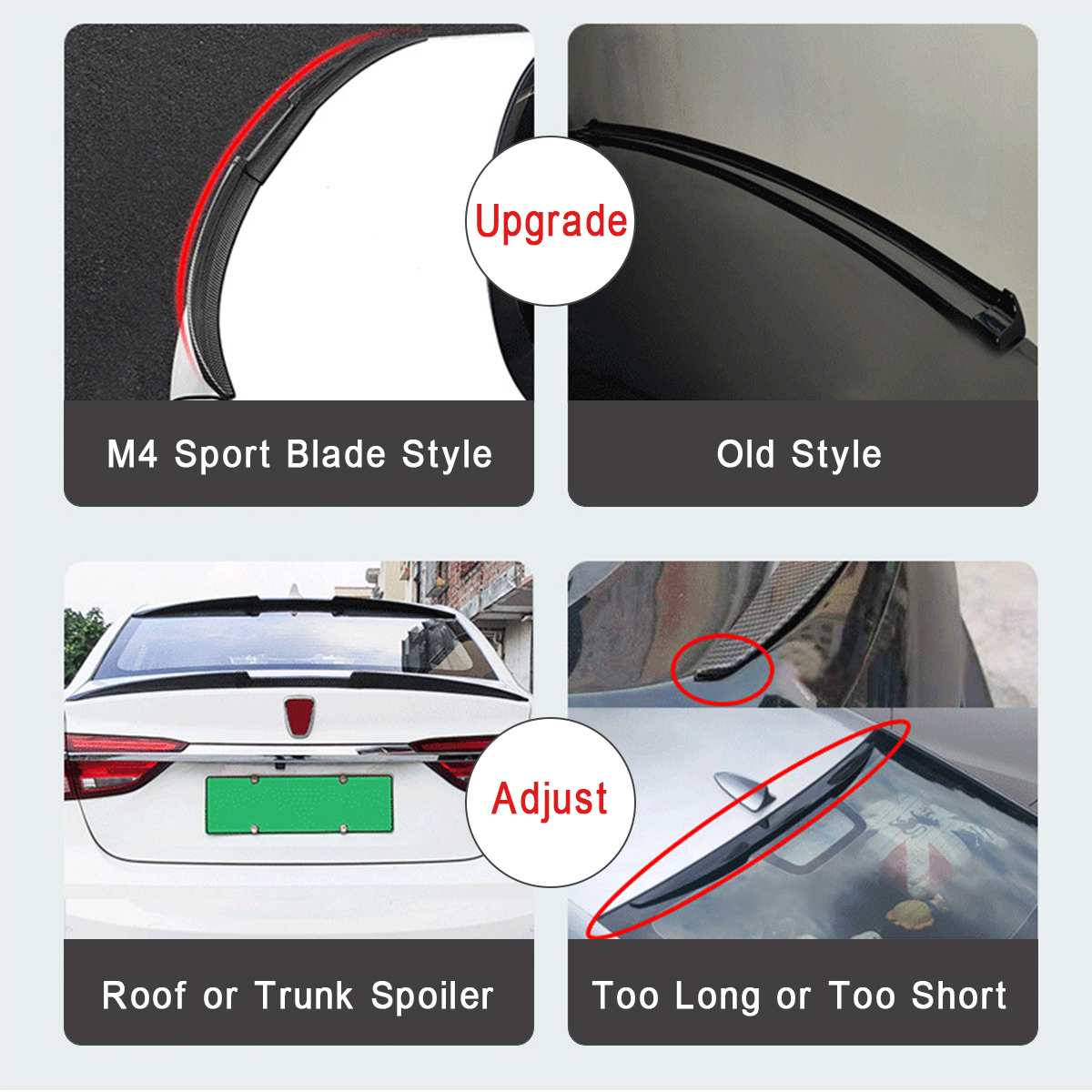 Adjustable Spoiler Wing M4 Style Modification Rear Tail Wing Trim Universal Car Trunk Roof Lid Spoiler Extension Accessories