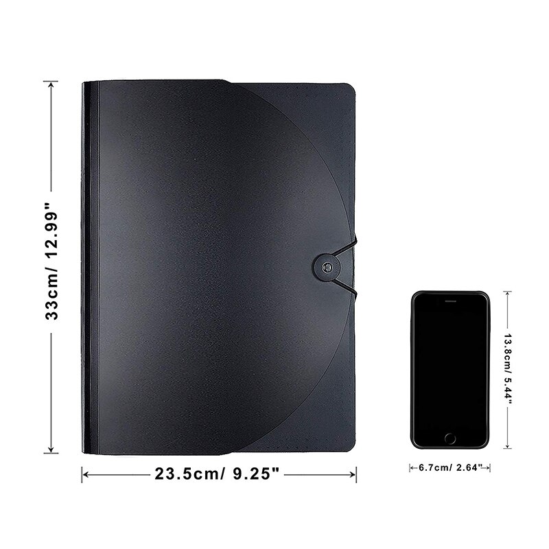 Ausbau Datei Ordner A4 Brief Größe Portable Document Halter mit 12 Taschen Schwarz Einreichung Ordner Schreibtisch Lagerung Akkordeon Datei O