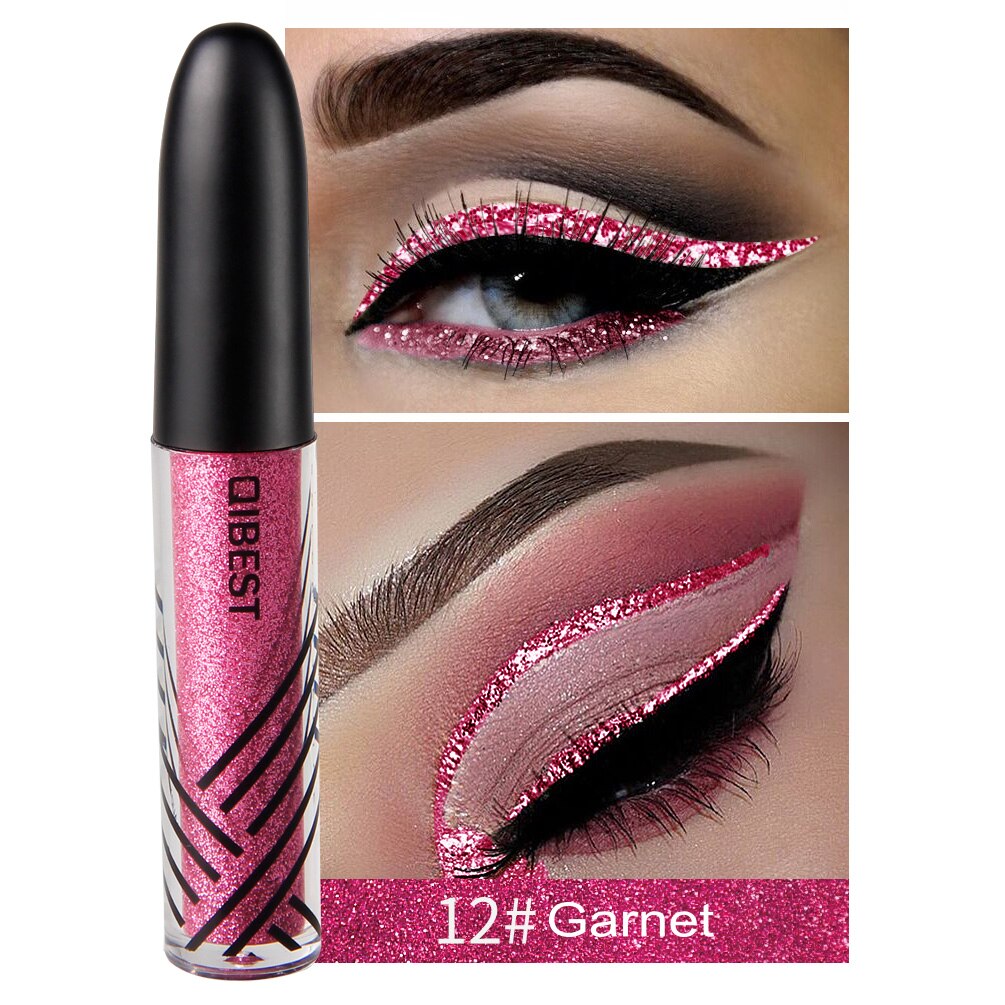 13 farver vandtæt flydende eyeliner glitter langtidsholdbar makeup eyeliner guld rød blå hvid eyeliner skinnende eyeliner: 12