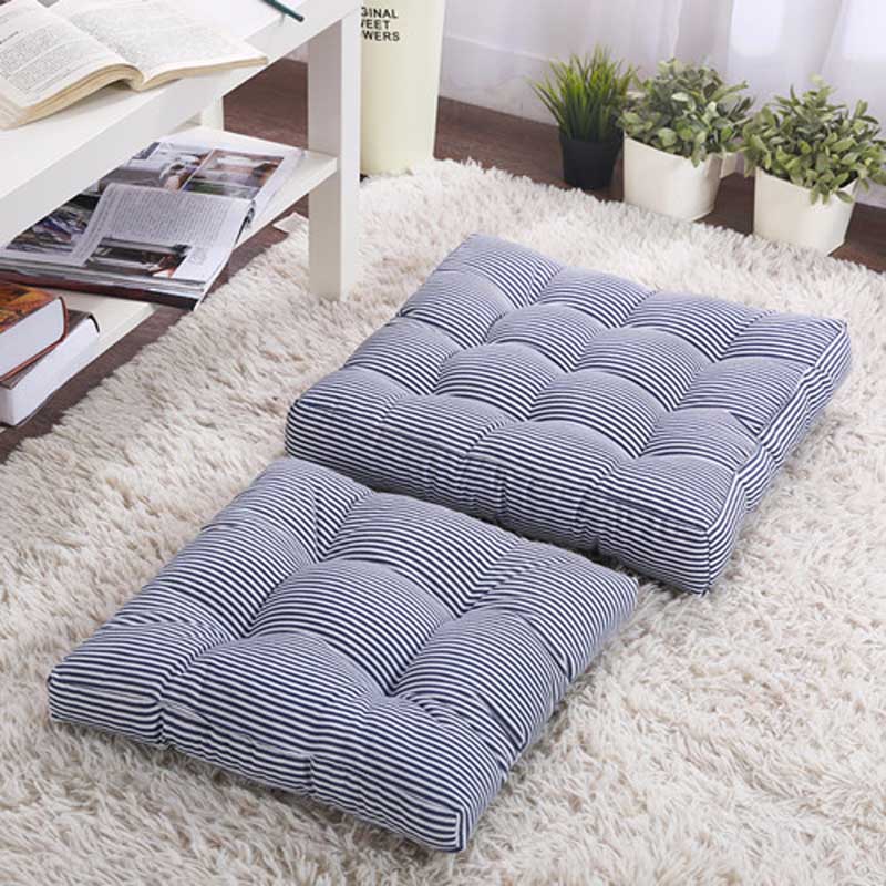 Dossier de chaise de bureau, Support de taille pour fenêtres épaisses, matelas Futon, banc carré, coussin de siège, 1 pièce: blue stripe / 43x43x6cm