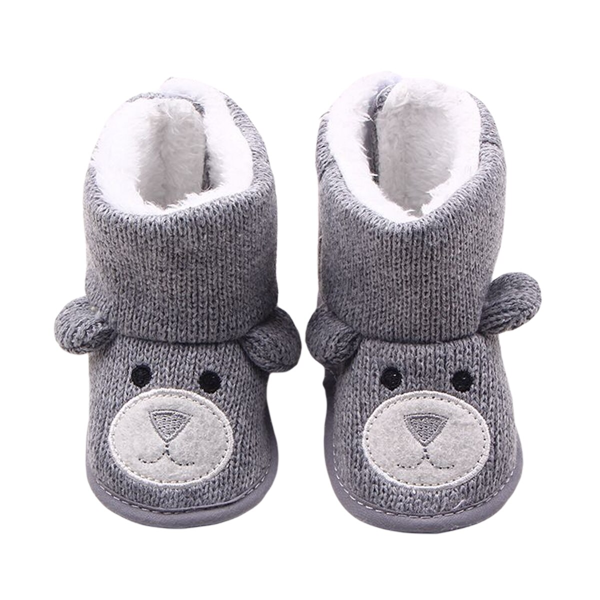 Peuter Baby Jongens Meisjes Snowboots Winter Warm Bont Voering Gebreide Booties Zachte Zool Anti-Slip Baby Prewalkers: GRAY / 7-12 Months