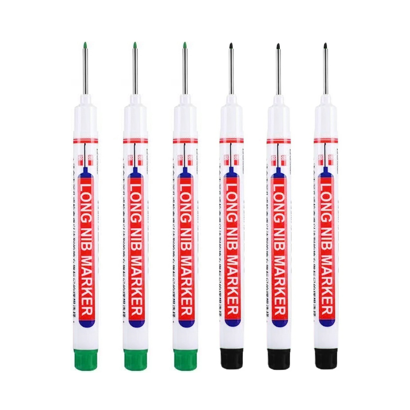 6pcs 20MM Red/Black/Blue/White/Green Ink Long Head Markers Bathroom Woodworking Decoration Multi-purpose Deep Hole Marker Pens: Brown