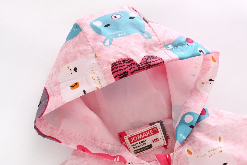 Filles d'été Mignon Veste Enfants À Manches Longues Printemps Mince Bande Dessinée Manteau Bébé Fille Rose Imprimé Fleur Vêtements D'extérieur Manteau Coupe-Vent