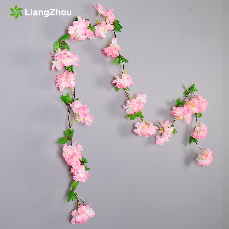 1 Uds. Guirnalda de flores artificiales, guirnalda de cerezas, telas no tejidas, tela de flores para pared, decoración de lujo para el hogar, decoración para el jardín