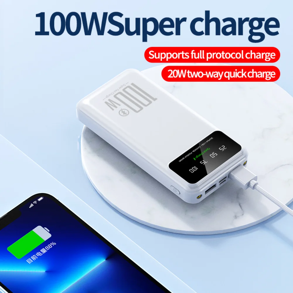 2025 banco de energía 50000mAh de alta capacidad 100W cargador portátil de carga rápida batería externa Powerbank para IPhone Huawei