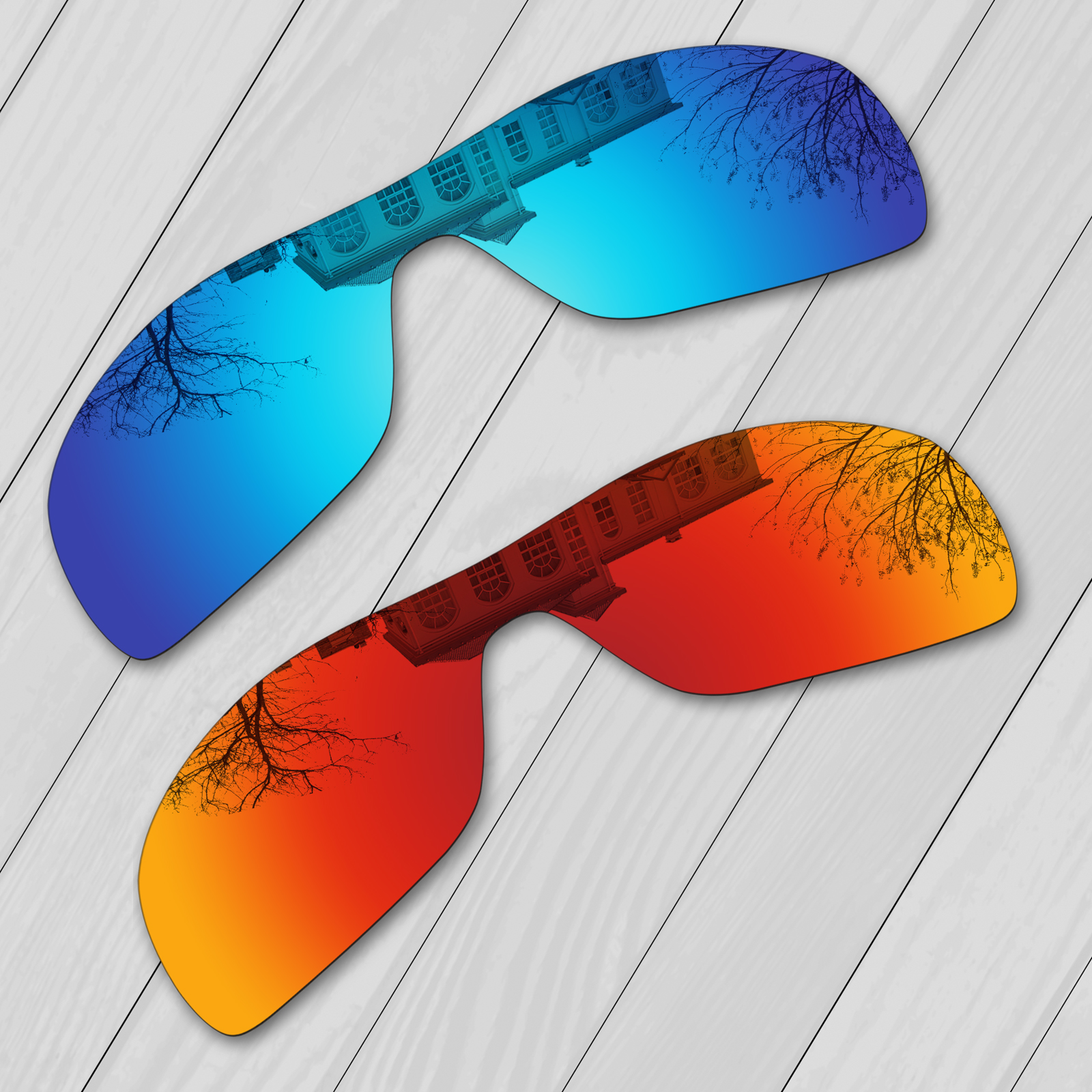 E.O.S 2 Stuks Ice blue & Fire Rode Spiegel Gepolariseerde Vervanging Lenzen voor Oakley Turbine Rotor OO9307Sunglasses