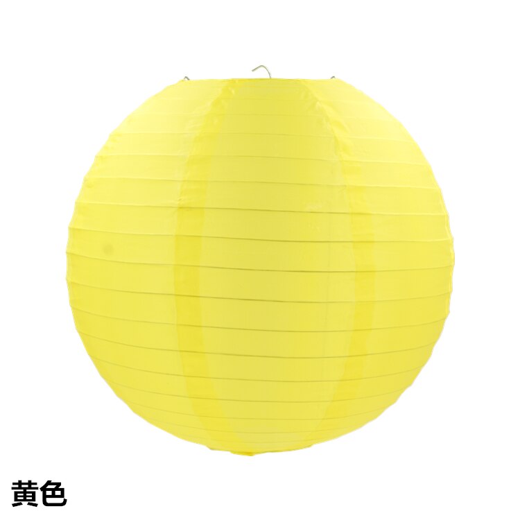 Nueva linterna de papel redonda china de 20 cm linterna de papel de cumpleaños para la decoración del Partido de la boda artesanía chico niños pintura DIY linterna: yellow