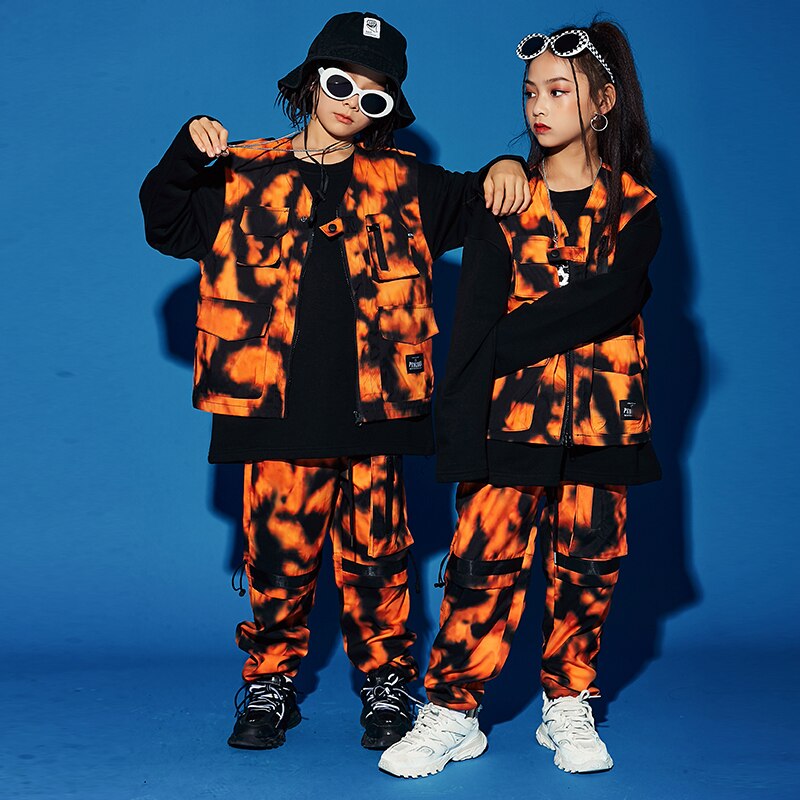 Boys Ballroom Hip Hop Dancing Costumes For Kids Camouflage Vest Hiphip Pants Street Dance Wear Rave Clothes DQS5800