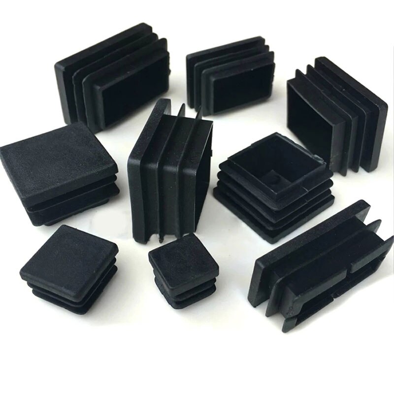 10Pcs Black Plastic Steel square pipe plug Furniture Leg plug Anti Slip Feet Protector Pad Plastic square tube cap plug