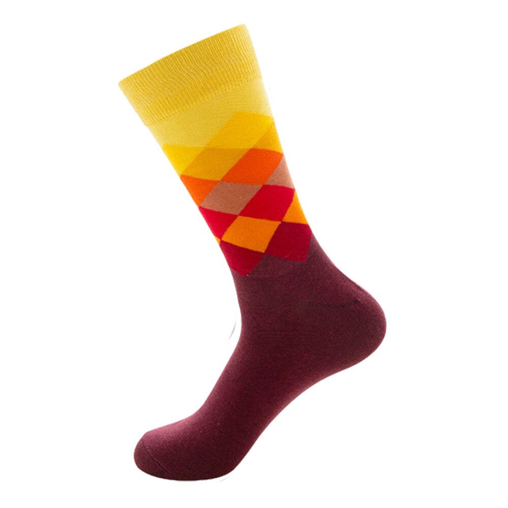 Chaussettes rayées pour hommes, à carreaux, à diamants de , en coton peigné, chaussettes: 17