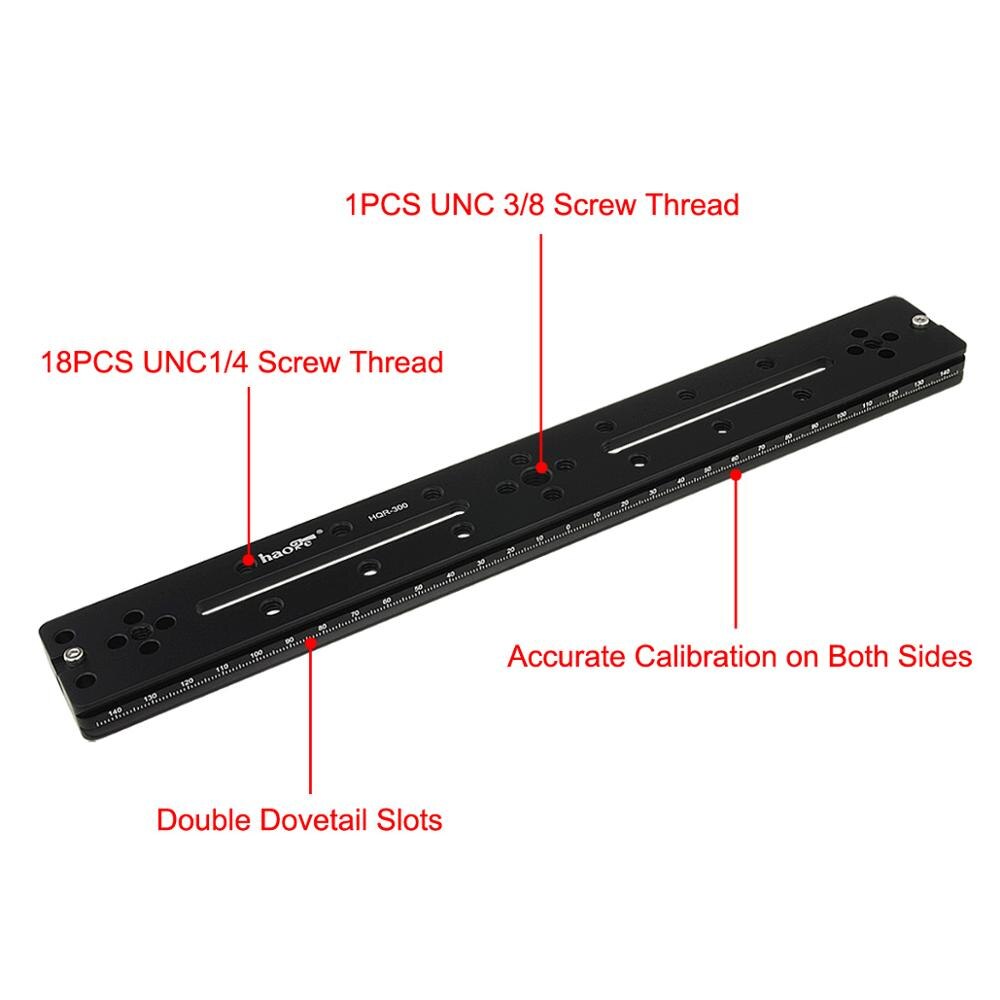 Haoge 300mm Multi-purpose Dual Dovetail Long Quick Release Extender Rail Sliding Plate for Camera Tripod Ballhead Clamp fit Arca