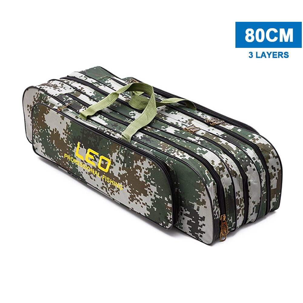Twee/Drie Lagen 80 cm/90 cm Hengel Reel Tas Vissen Pole Gear Tackle Tool Reistas opbergtas Vissen Cover Bag: 3 layers 80cm
