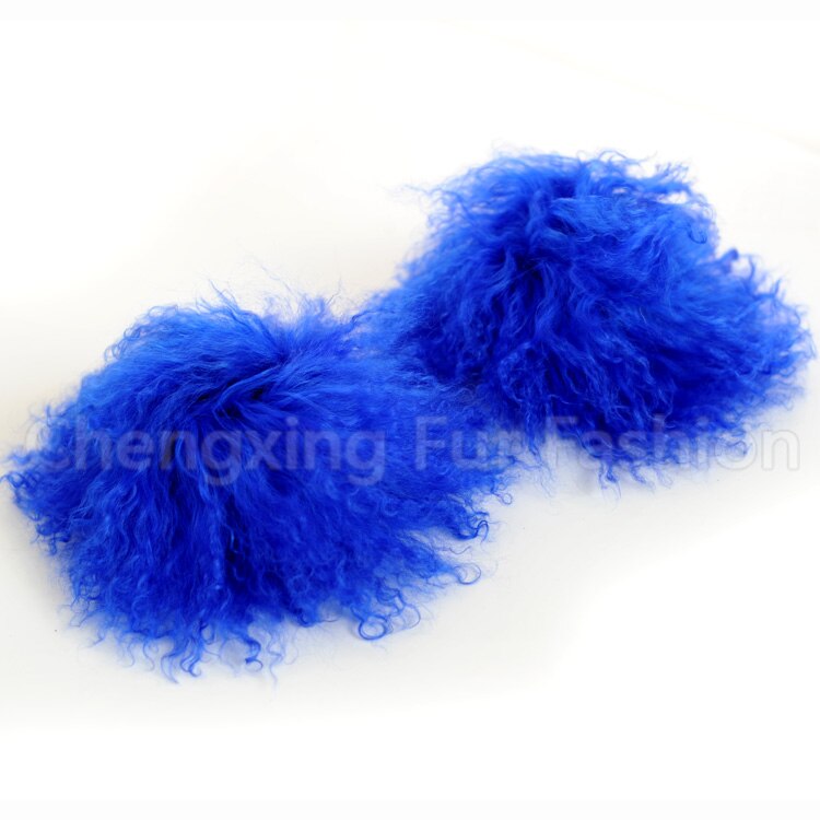 CX-A-47F Echt Mongoolse Lam Bont Manchetten Natuurlijke Bont Manchet: Blauw
