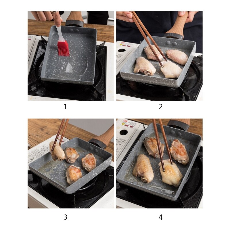 Retangular Omelette Pan Tamagoyaki Egg Pan, Nonstick Maifan Stone, Anti-Scalding Handle for Glass ,Electic Gas Stove