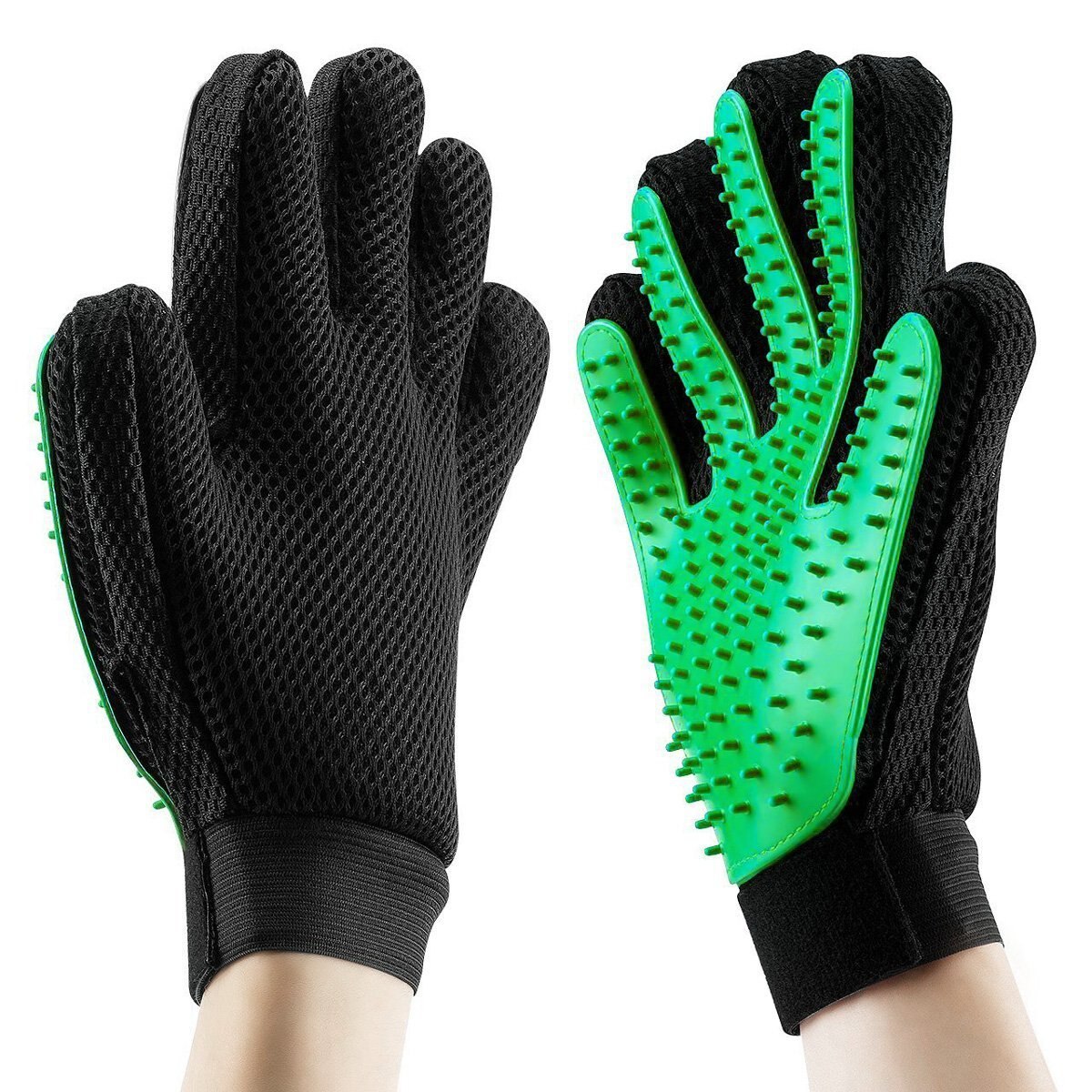 Un par de guantes de silicona para mascotas, cepillo de cinco dedos, guante de aseo para mascotas, cepillo de baño, guante de aseo para perros