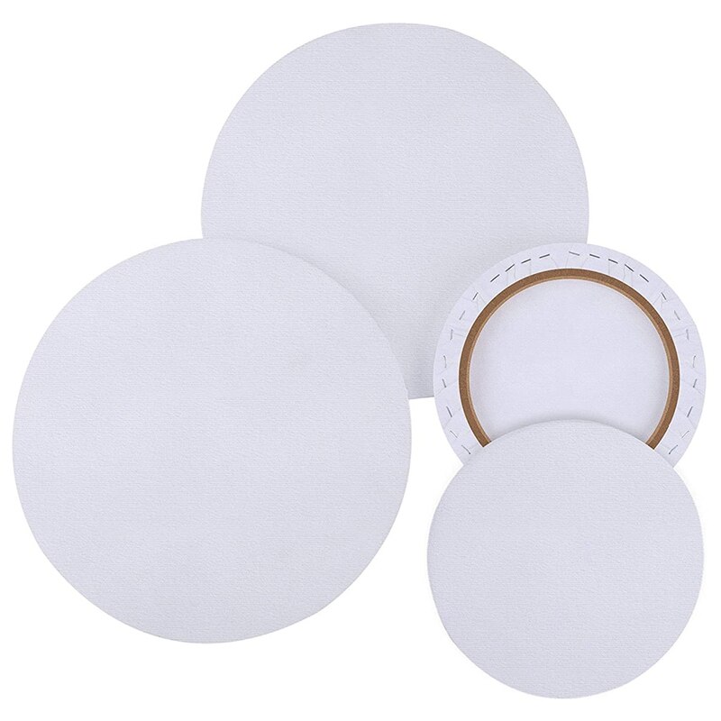 Lienzo redondo preestirado, tablones de lona imprimados para pintar, lienzo de artista , paquete de 4 Uds.: Default Title