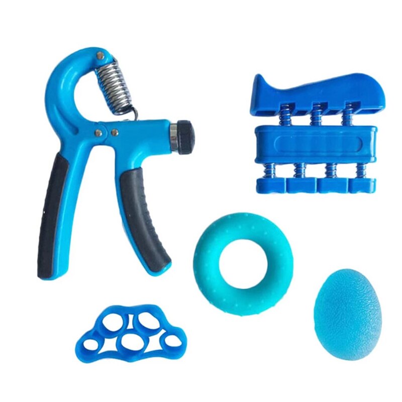 5Pcs/Set Spring Hand Gripper Adjustable Hand Grip Set Gym Fitness Power Strength Expander Muscle Recovery Exerciser: Blue