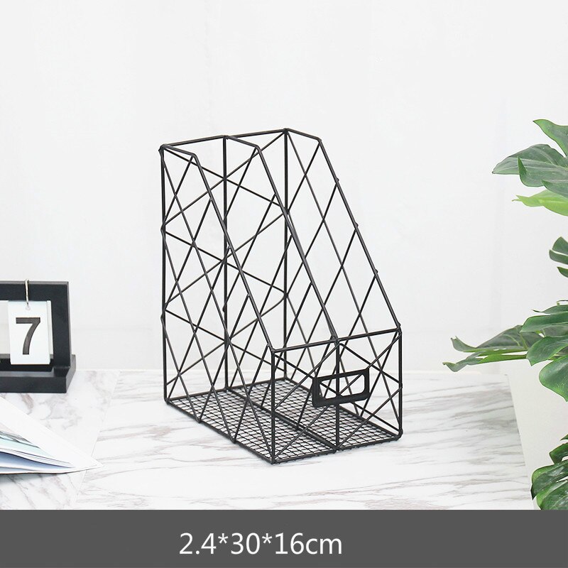 Nordic Iron File Storage Rack Home Office Desktop Book Magazine Finishing Rose Gold Table Accessories Organizer