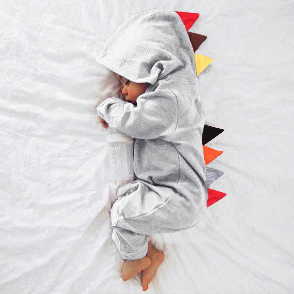 Bebê recém-nascido infantil macacão menino meninas dinossauro estilo retalhos macacão com capuz outfits outono inverno bebê macacão #9: GY / 90
