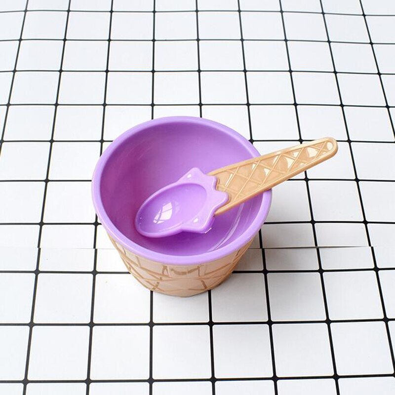 Safe Feeding Baby Bowls Plates Children's Tableware Food Containers Cups Kids Dishes Ice Cream Bowls Spoons Dinnerware: purple