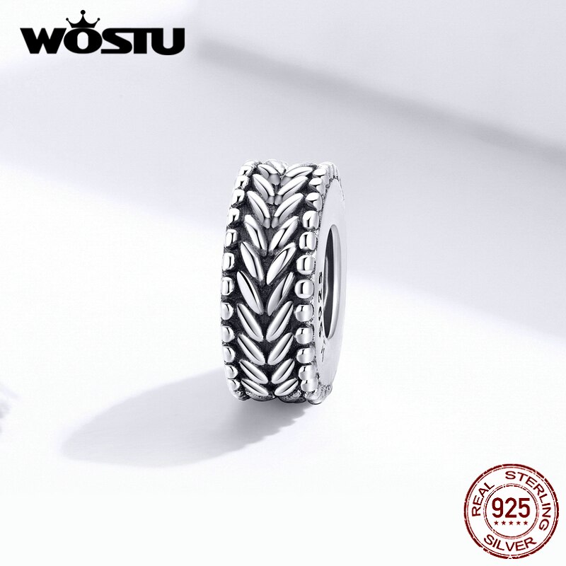 Wostu Tarwe Stopper Siliconen Spacer Kralen 925 Sterling Zilver Fit Originele Armband Charms Diy Sieraden Voor Vrouwen CQC1452