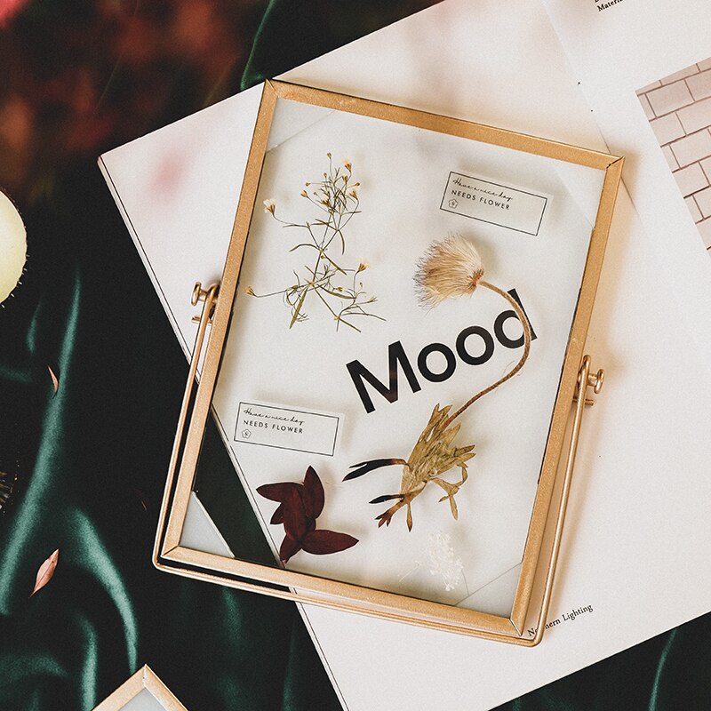 4/6/7 pouces verre Transparent Album Photo idyllique séché fleur spécimen Album Photo décoration de la maison décorer cadre Photo ZH449