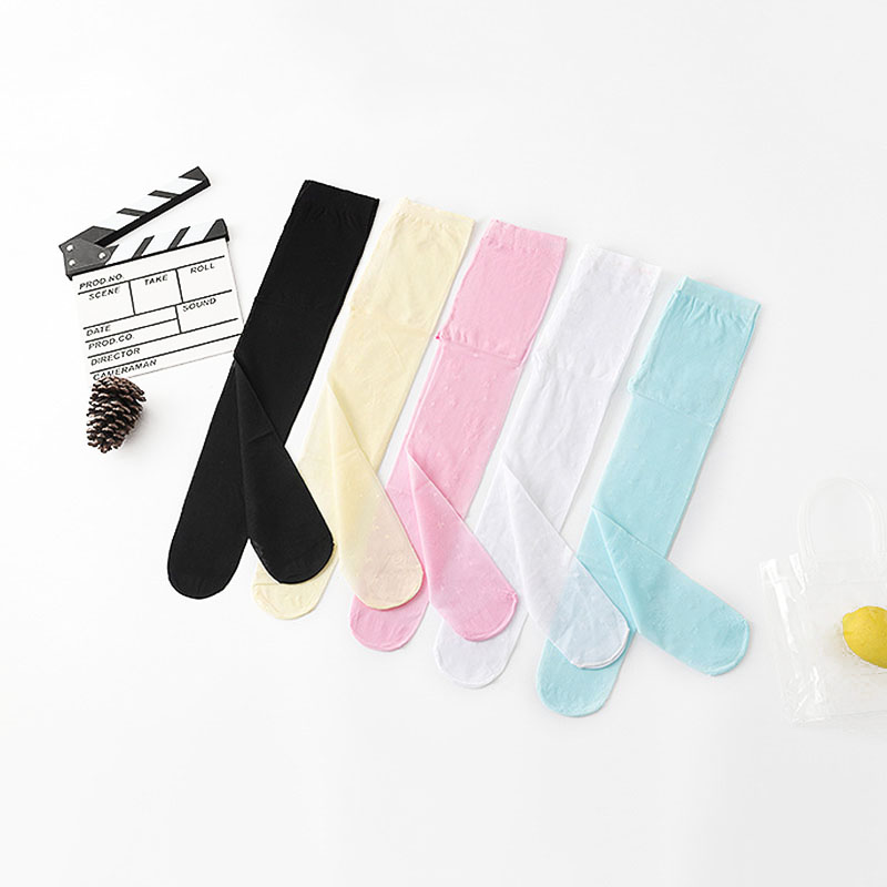 Collant per bambina in maglia estiva calza per bambini traspirante sottile stampata a stella tinta unita morbido elastico per neonato collant per bambina