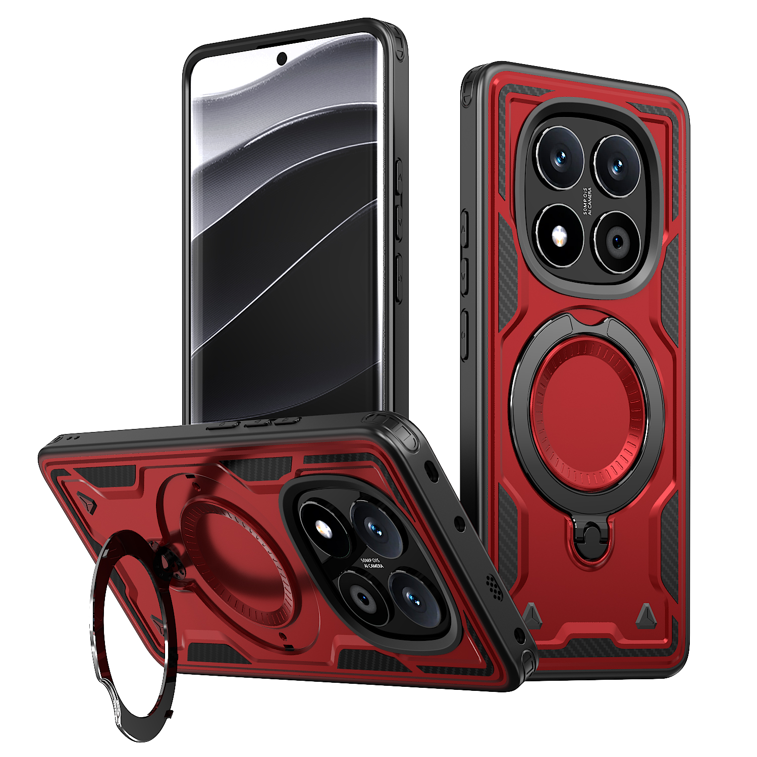 Stødsikkert pansercover til xiaomi redmi note 14 pro 5g magnetisk stativbeskyttelsesetui til redmy note 14 note 14 pro 5g bagcover: Sort / Til iphone 16