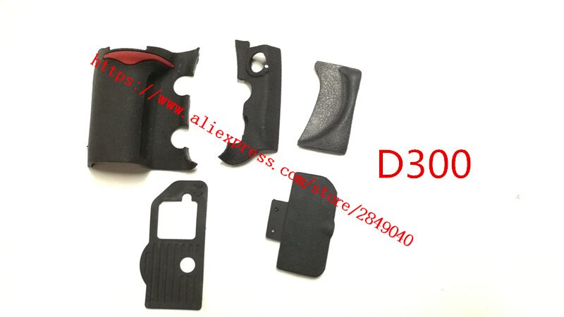 Juego de cuerpo de goma para cámara Nikon D300 D300S, cubierta frontal y trasera de goma, repuesto de reparación de piezas de repuesto, 5 uds.