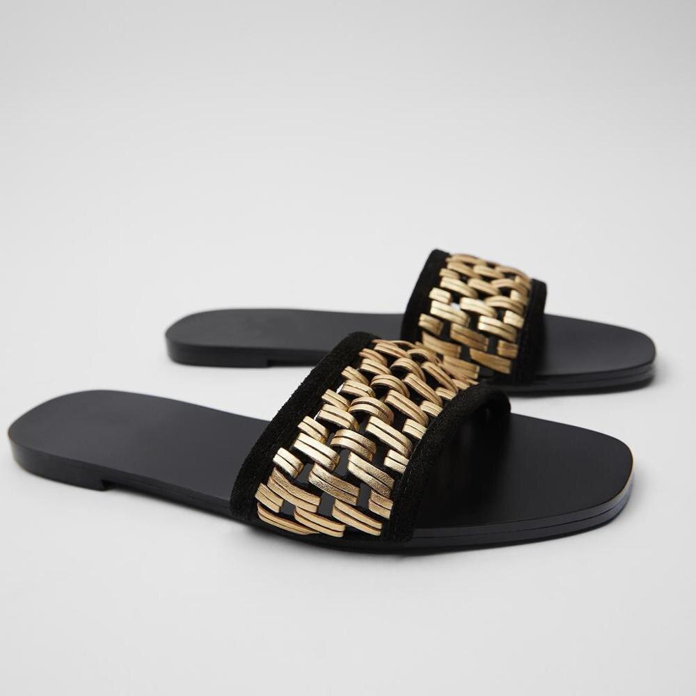 Mærke sko kvinder udendørs sommer tøfler plus størrelse 35-41 dame strand slide flip flops nitte åben tå kvindelige flip flops