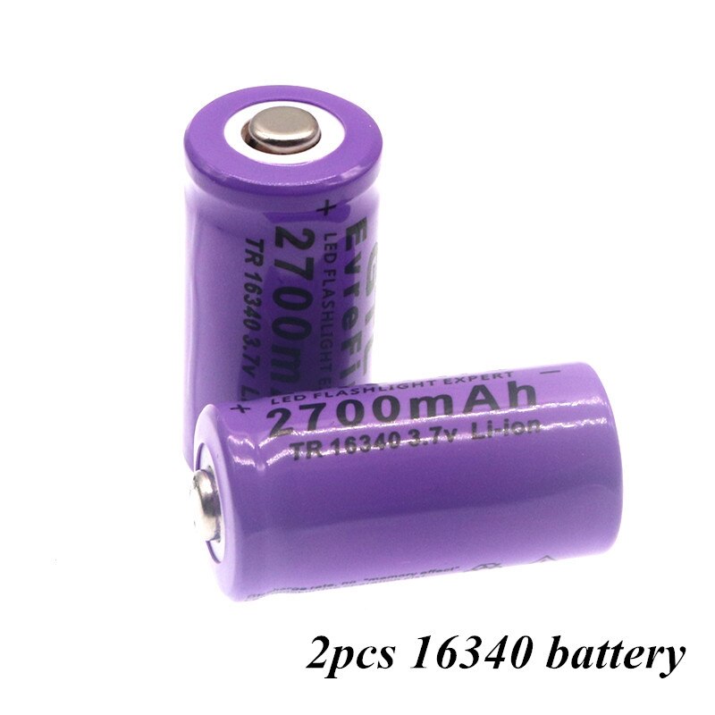 original 16340 Battery CR123A 16340 Battery 2700mAh 3.7V Li-ion Rechargeable Battery+16340Charger