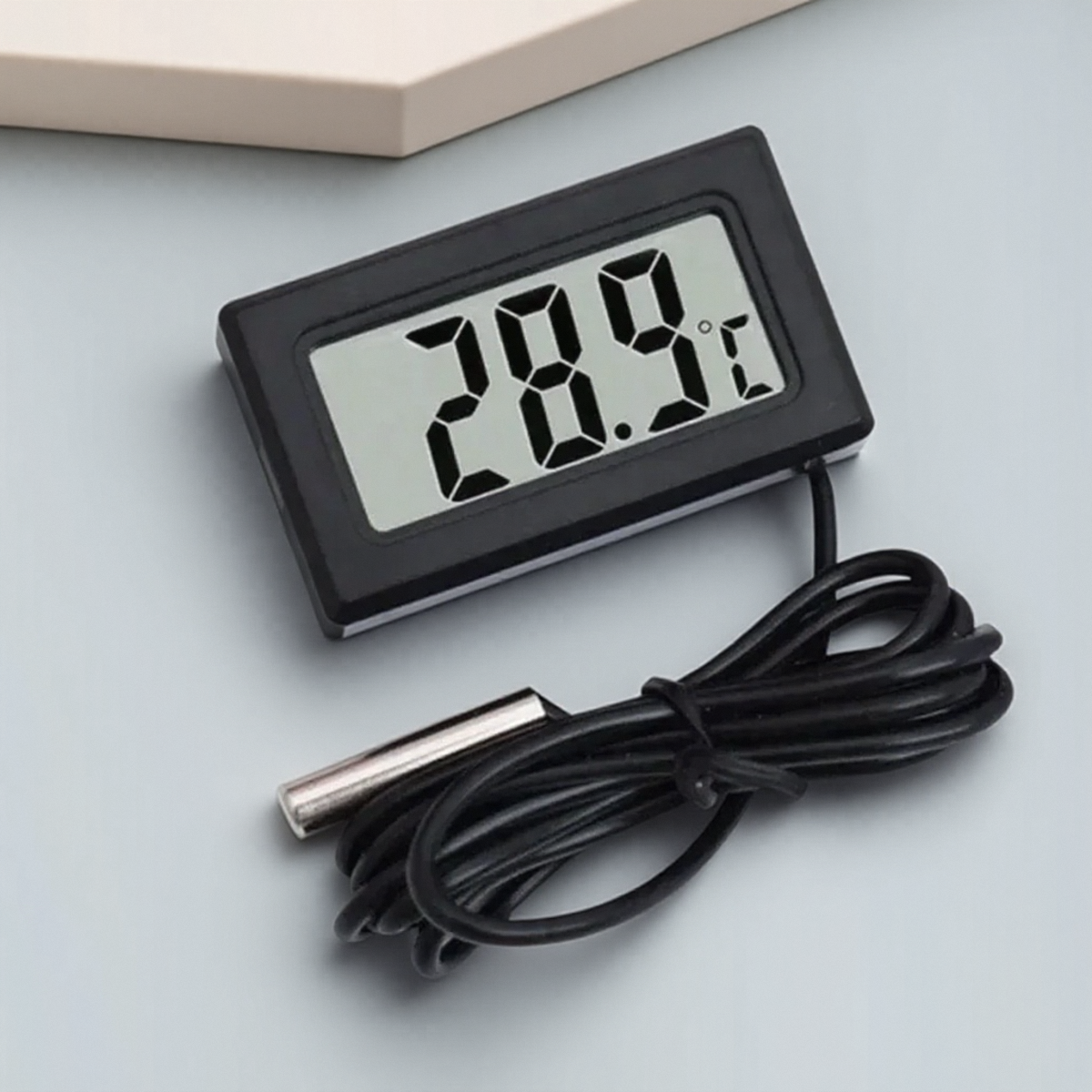 Termómetro Digital electrónico integrado, medidor de temperatura electrónico Digital para refrigerador, medidor de temperatura del agua con sonda: Blanco