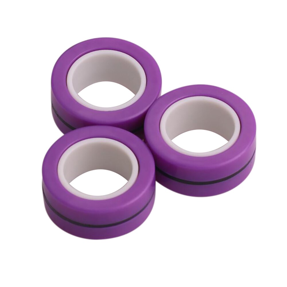 3PCS Anti-Stress Magnetic Magic Rings Unzip Toys For Magician Trick Props Decompression Magic Trick Small Ornaments: Purple