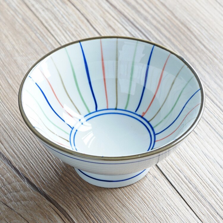 Hefeng Serie Japanse Hoge Temperatuur Ongeglazuurde Hoge Voet Kom Gekleurde Keramische Servies Emmer Kom Rijstkom: Color bar