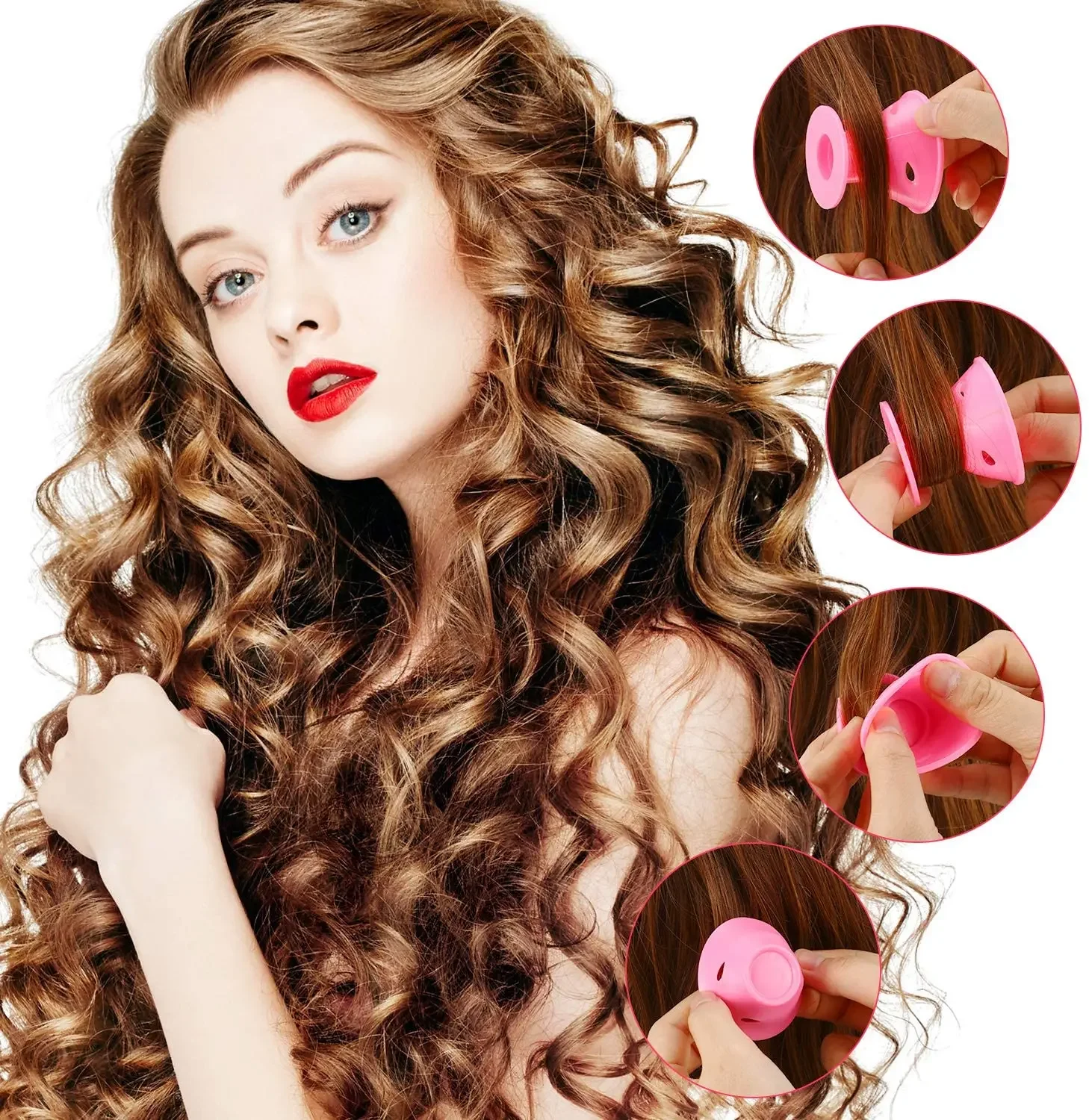 10/20 piezas rizador de pelo sin calor de silicona de goma suave, rulos mágicos para el cabello, Clips portátiles sin calor, herramientas de peinado para el cabello rizado DIY